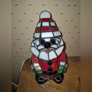Stained Glass Santa Bobble Head Lamp